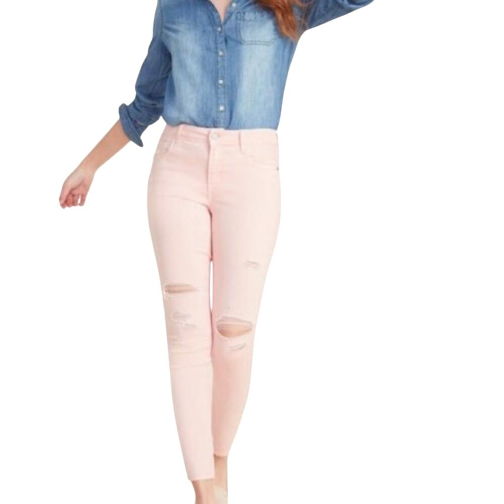 Old Navy Rockstar Pink Distressed Super Skinny Jeans 0